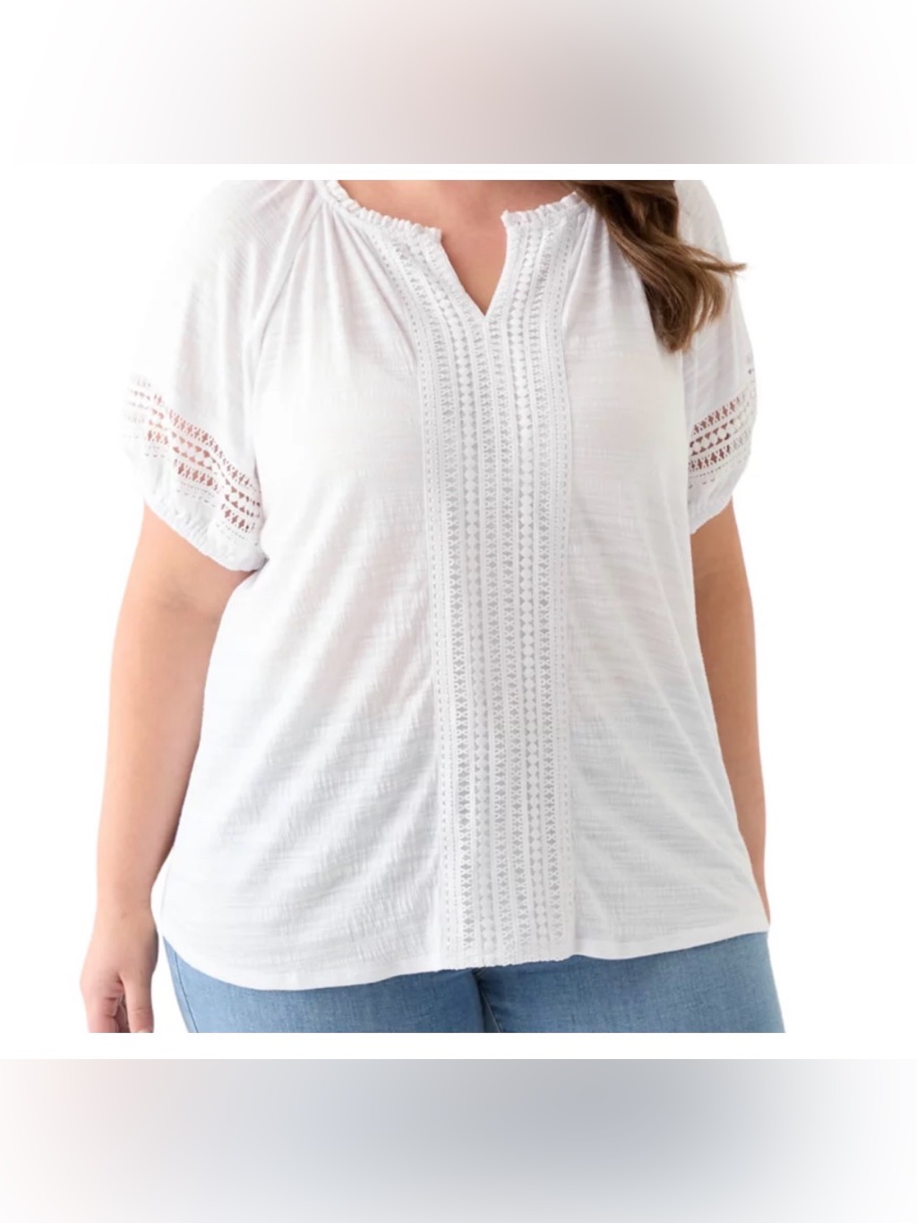 Fever Women’s Split Neck Blouse In Bright White| Size: 1x